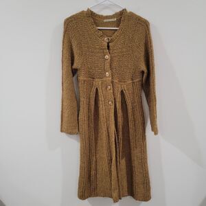 Relais Womens Duster Cardigan Size Small Speckled Boho Indie Gold Knit